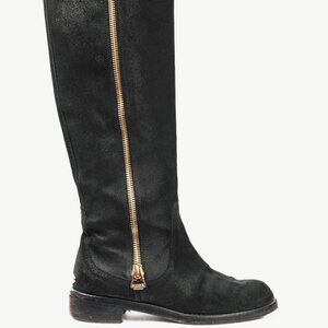 Jimmy Choo Doreen Black Rugged Suede Knee-High Boots